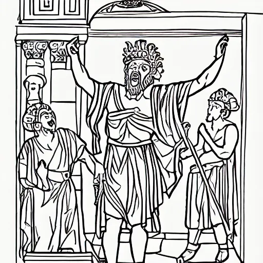 Image similar to ancient greek man screaming coloring pages