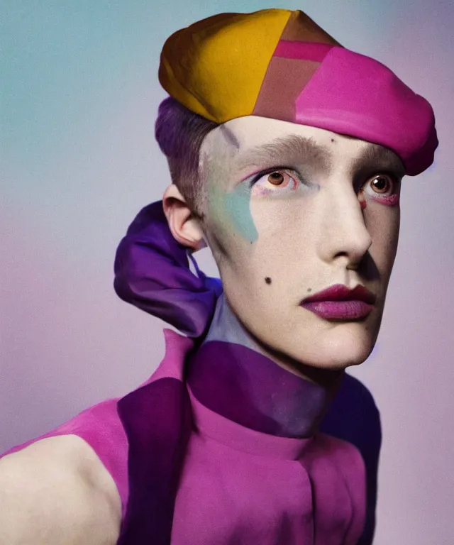 Image similar to a color photograph of a non binary model, thomas ruff, by kyle thompso, intense, bold, hyperrealistic, ultra sharp, extra details, ultra high quality, trending on pinteresst