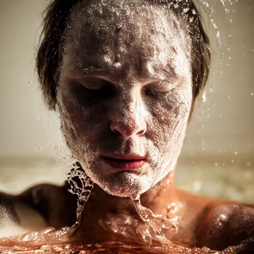 Image similar to a person bathing in 9 5 % ethanol, portrait photograph