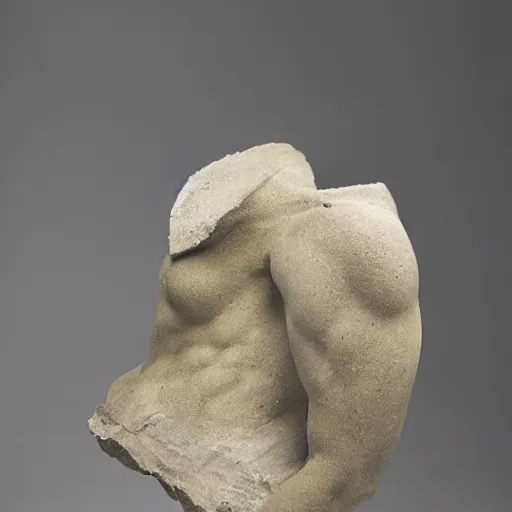 Prompt: fragment of torso, sculpture, antinoos