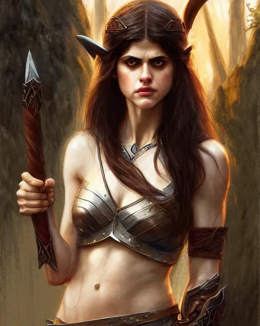 Image similar to alexandra daddario as a female elvish barbarian | | pencil sketch, realistic shaded, fine details, realistic shaded lighting poster by greg rutkowski, magali villeneuve, artgerm, jeremy lipkin and michael garmash and rob rey