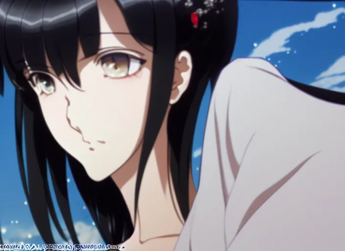 Prompt: a film still portrait of a fubuki as a confident woman, dark hair, black ornate dress, finely detailed features, closeup at the faces, perfect art, at an ancient city, gapmoe yandere grimdark, trending on pixiv fanbox, painted by greg rutkowski makoto shinkai takashi takeuchi studio ghibli, akihiko yoshida