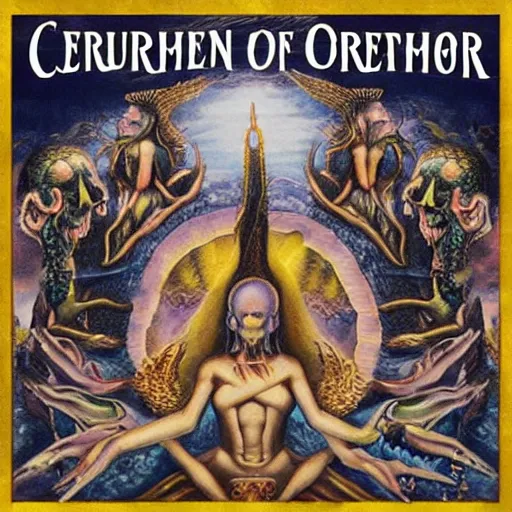 Image similar to religious cult for a cerulean oyster metal album cover