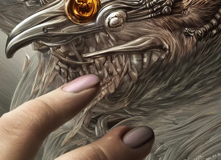 Image similar to highly detailed realistic hammered nails in a hugo body, pain, light effect, hyper detailed, intricate, elegant, highly detailed, digital painting, artstation, concept art, matte, sharp focus, illustration, by dan mumford, yusuke murata, makoto shinkai, ross tran