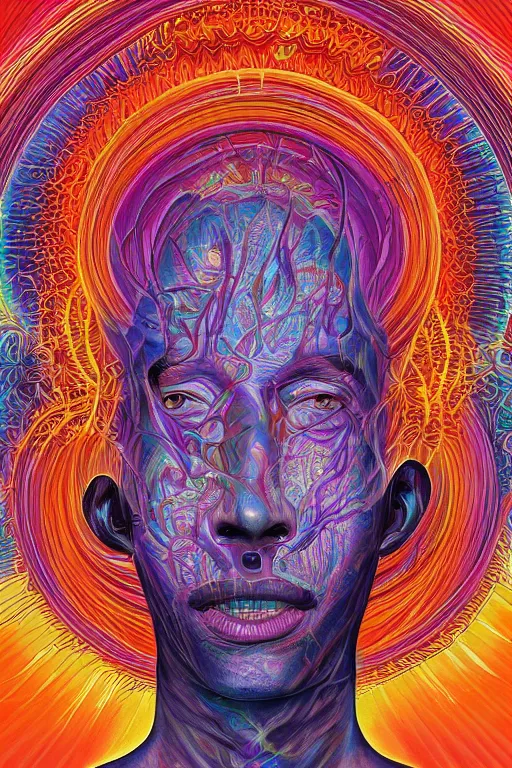 Image similar to the mind on lsd, 4 k award winning alex grey, artstation