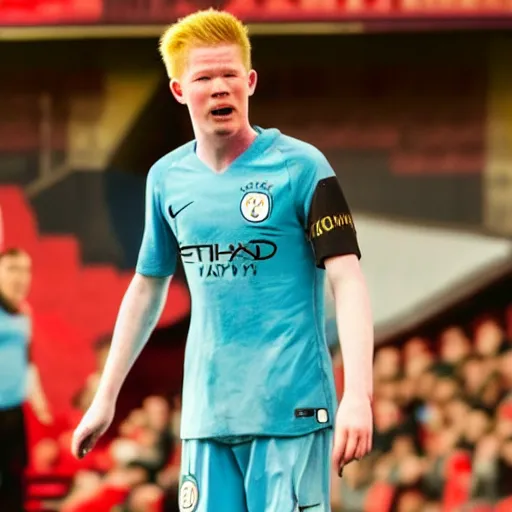 Prompt: movie still of kevin de bruyne as hellboy,