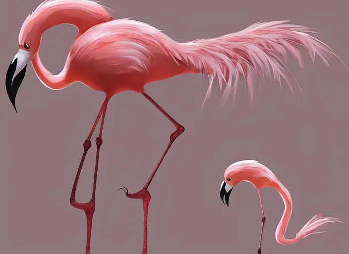 Image similar to award - winning detailed concept art of a cute iconic anthropomorphic flamingo character wearing a sweater. art by wlop on bcy. net, realistic. detailed feathers, art by cheng yi. artstationhd, artgerm, 3 dcg, pixar zootopia. 3 d rendering, high quality model sheet, donald. model sheet detailed