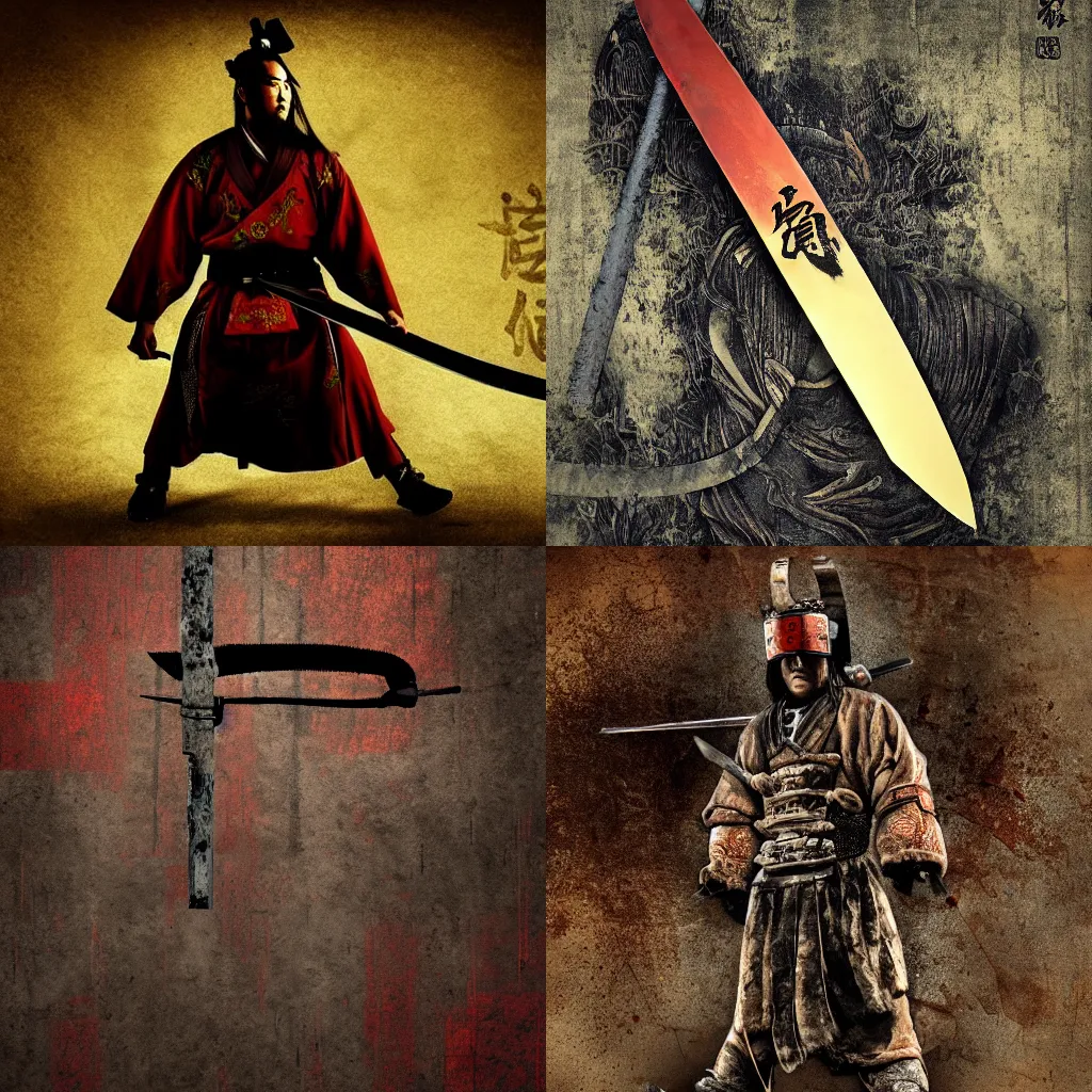 Prompt: Strong Chinese Samurai, Rusted Blade, Forest, 4K