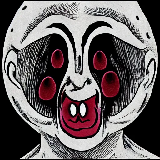 Image similar to I have no mouth and I must scream. In the style of Junji Ito.