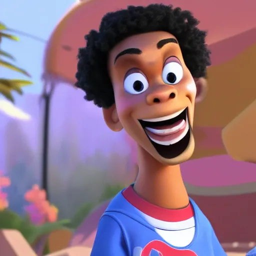 Image similar to a tv still of Chance The Rapper starring in a 2006 Pixar Animated movie