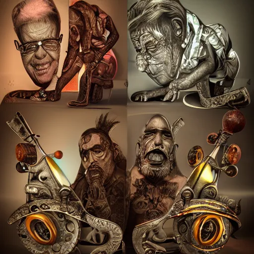 Image similar to old seniors retired people skateboarding with tattoos piercings digital art, 3 d high definition, trending on artstation, photorealistic, high resolution, 8 k, octane, hyper detailed, trending on deviantart insane details, intricate, elite, ornate, elegant trend, highly detailed and intricate, sharp focus, photography, unreal engine