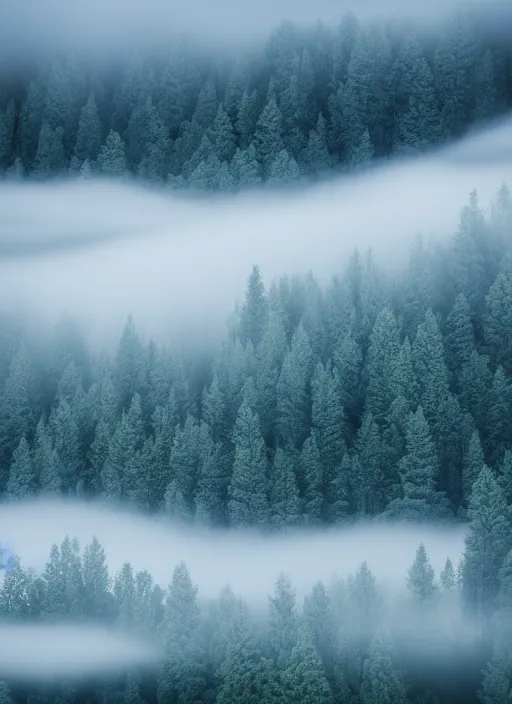 Image similar to beautiful mountain photography fog and trees award winning