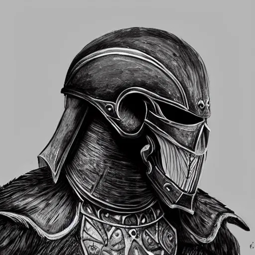 Image similar to crow skull helmet, headshot, side elevation, fantasy, dark souls, b & w, concept art