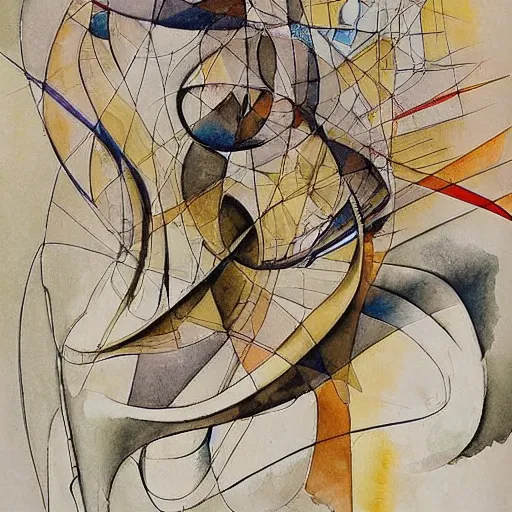 Prompt: a variety of shapes and textures. the experimental art is full of movement and energy, and the viewer can find new details with each look. watercolor & pen by stanisław szukalski passionate, dreary