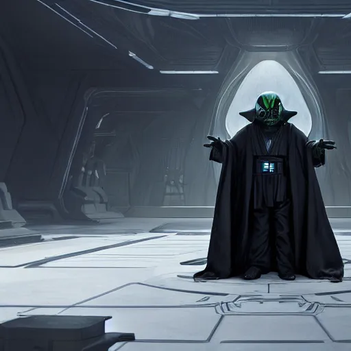 Image similar to darth sidious teaches master yoda the dark side of the force, 8 k uhd, unreal engine, octane render in the artstyle of finnian macmanus, john park and greg rutkowski