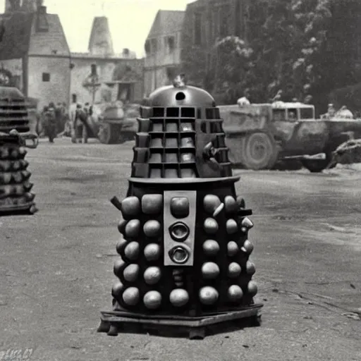 Image similar to dalek in old ww2 photo