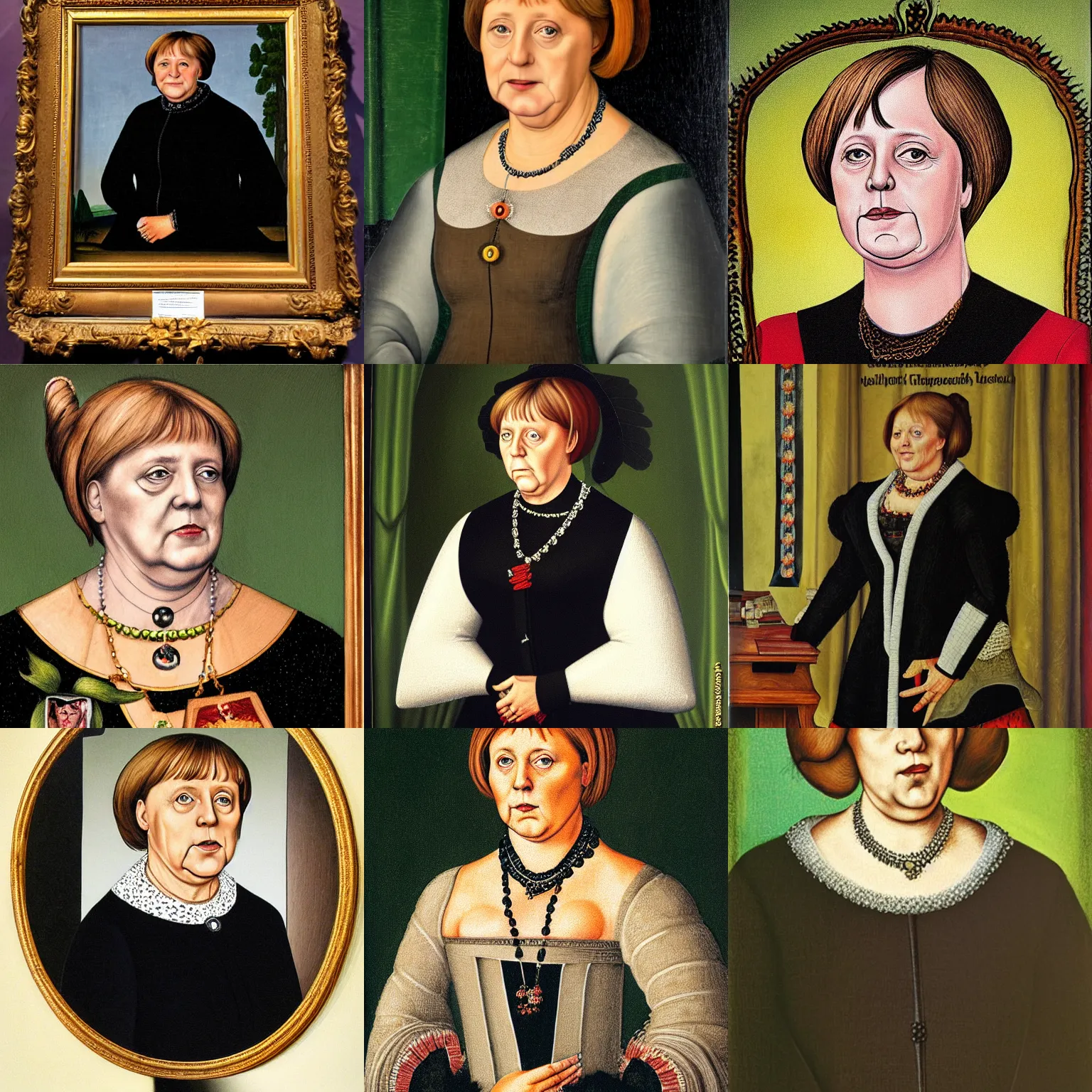 Prompt: portrait of angela merkel, by lucas cranach