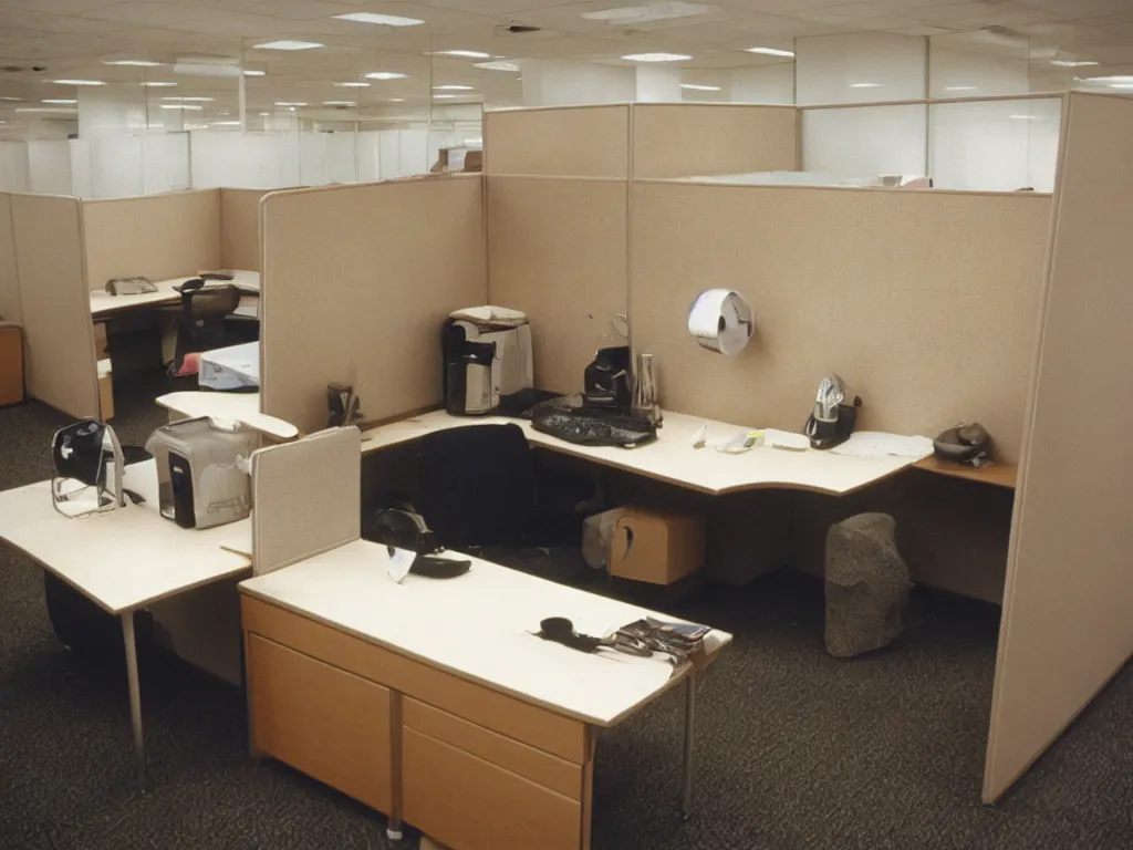 Image similar to coffee break in 90s cubicle office