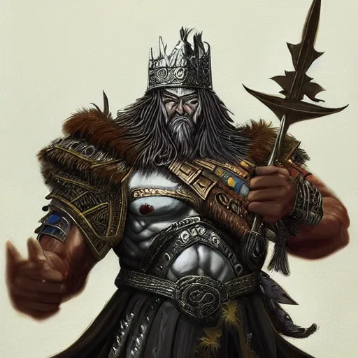 Prompt: highly detailed painting of a warrior god king by foster trending on artstation
