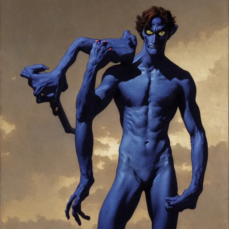 Prompt: Nightcrawler from the X-Men by William Adolphe Bouguereau
