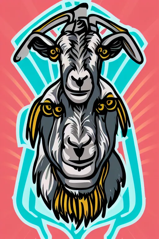 Image similar to A portrait of a goat that is a fitness trainer, sticker, colorful, illustration, highly detailed, smooth and clean vector curves, no jagged lines, vector art, smooth