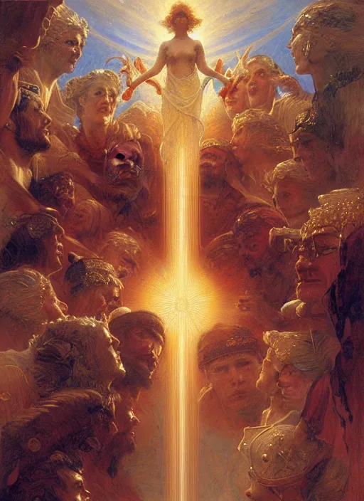 Image similar to the eighth sphere, the fixed stars : faith, hope, and love from dante's divine comedy. highly detailed painting by gaston bussiere, craig mullins, j. c. leyendecker 8 k