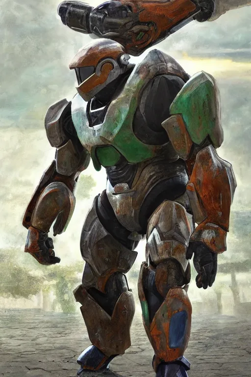 Prompt: machamp pokemon playing as master chief, oil on canvas, intricate, 8 k highly professionally detailed, hdr, cgsociety