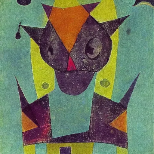 Image similar to fox as a dark souls boss by paul klee