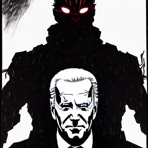 Image similar to Joe Biden looking sinister, by Tsutomu Nihei, highly detailed