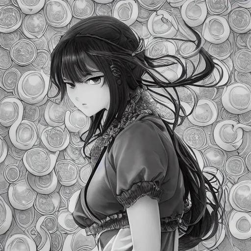 Image similar to the portrait of an absurdly beautiful, graceful, elegant, sophisticated, young teen anime girl made up of lemons looking up, an ultrafine hyperdetailed illustration by kim jung gi, irakli nadar, intricate linework, bright colors, octopath traveler, final fantasy, unreal engine 5 highly rendered, global illumination, radiant light, detailed and intricate environment