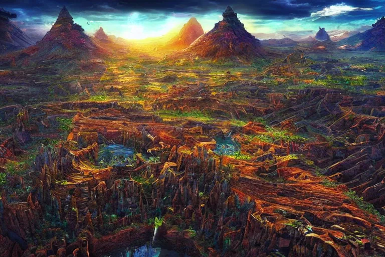 Image similar to a very beautiful crazy landscape photo of a secret civilization, hyperdetailed, nice colors, cinematic masterpiece