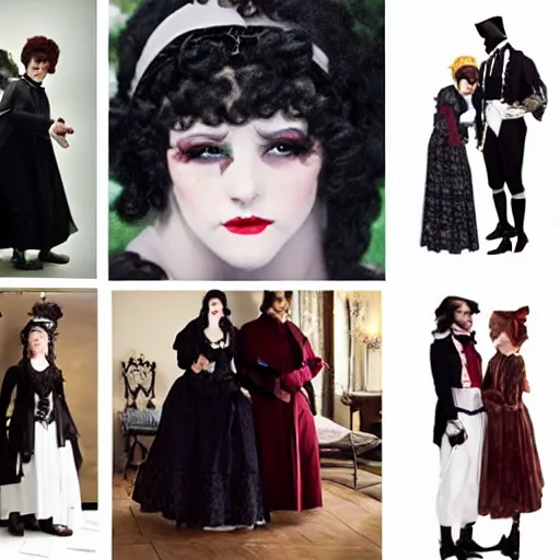 Image similar to regency era romance but with goth kids