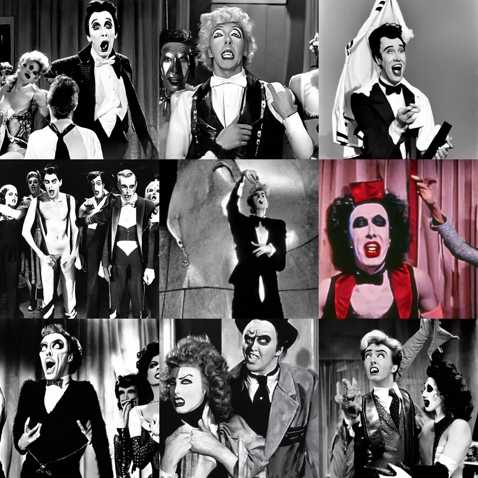 Prompt: james stewart acting surprised in the rocky horror picture show