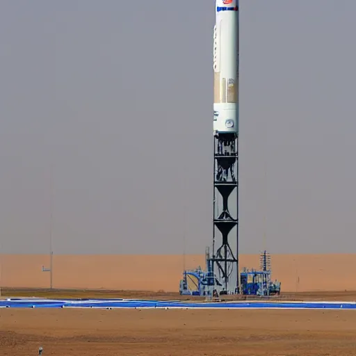 Image similar to a banana rocket on launch pad at jiuquan satellite launch center ( jslc )