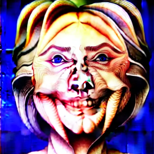 Image similar to the sardine face of hillary clintonis, by artgerm, wlop. vastly enriched image quality. lucidly vivid. iridescentally detailed. extremely elegant and beautiful.