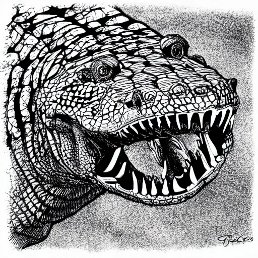 Image similar to 1 0 2 4 x 1 0 2 4 high resolution crocodile morphed with tiger kinetic art etching black and white “ gray ’ s anatomy ”