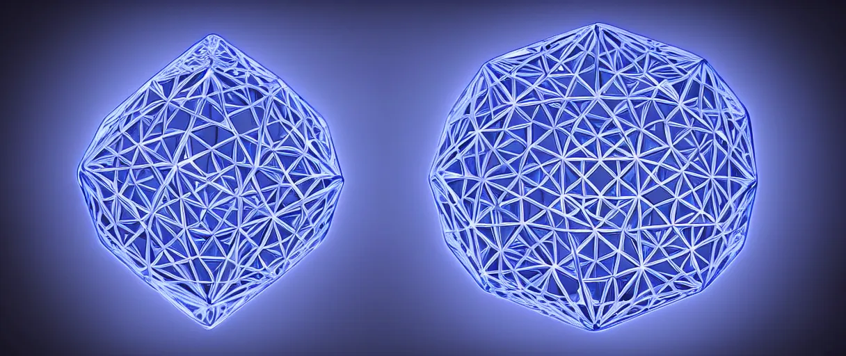 Image similar to hyperrealistic highly detailed sacred geometry impossible object in motion dramatic blue lighting wide angle hd 8k sharp shallow depth of field