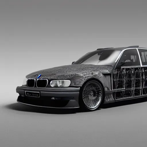 Prompt: a photograph of a custom BMW E35 designed by HR Giger. photograph, 8k resolution, incredible detail, award winning photgraph, high resolution, octane render, redshift, Zeiss Lens