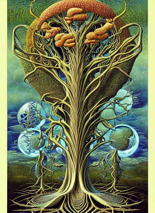 Image similar to tree of life by roger dean and andrew ferez, art forms of nature by ernst haeckel, divine chaos engine, symbolist, visionary, art nouveau, botanical fractal structures, organic, detailed, realistic, surreality