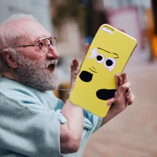 Prompt: cute cartoon character, beard grandpa taking a photo to a baby girl, stuart davis