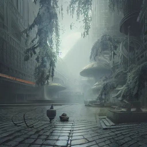 Image similar to kodak portra 8 0 0, infinitely detailed hd scenery ambience from nier automata, dream design, relief concept, majestic dream scenery smooth, sharp focus, an ultrafine detailed illustration by james jean, intricate linework, octane render, by ruan jia and nier automata detailed cybermagic atmospherics