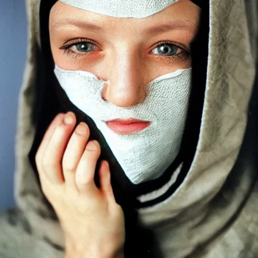 Prompt: female balaclava photography portrait, epic film still