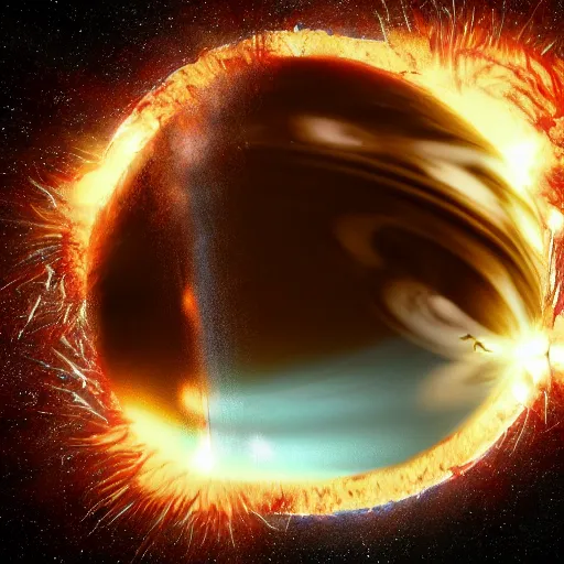 Image similar to planet collision, huge explosions, hyper realistic, detailed