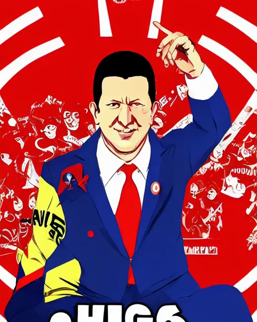 Image similar to Hugo Chavez portrait in Persona 5, Persona 5 style, anime