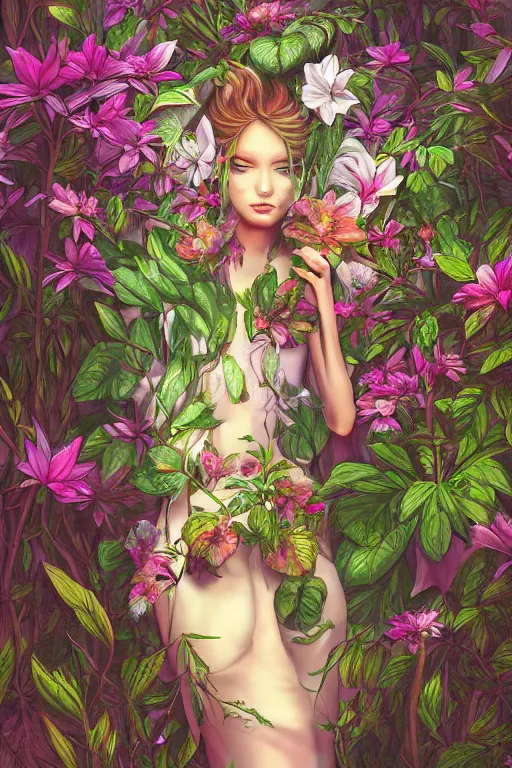 Image similar to book cover | plant fairy | digital painting | highly detailed | vivid colors | cinematic atmosphere | hyper detailed | yutaka kagaya