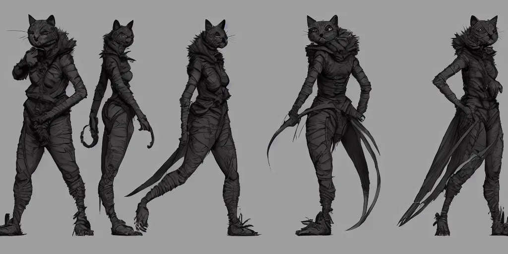 Image similar to cat walking cycle, animation, character sheet, fine details, concept design, contrast, kim jung gi, greg rutkowski, trending on artstation, 8 k, full body, turnaround, front view, back view, ultra wide angle