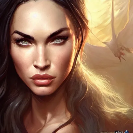 Image similar to megan fox, d & d, fantasy, portrait, highly detailed, digital painting, trending on artstation, concept art, sharp focus, illustration, art by artgerm and greg rutkowski and magali villeneuve