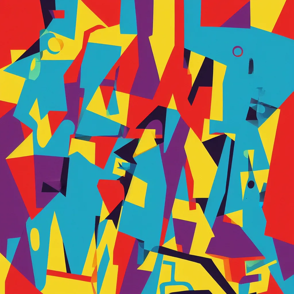 Image similar to mgbdlln jazz summer festival poster, modern digital art, minimalism, cubism