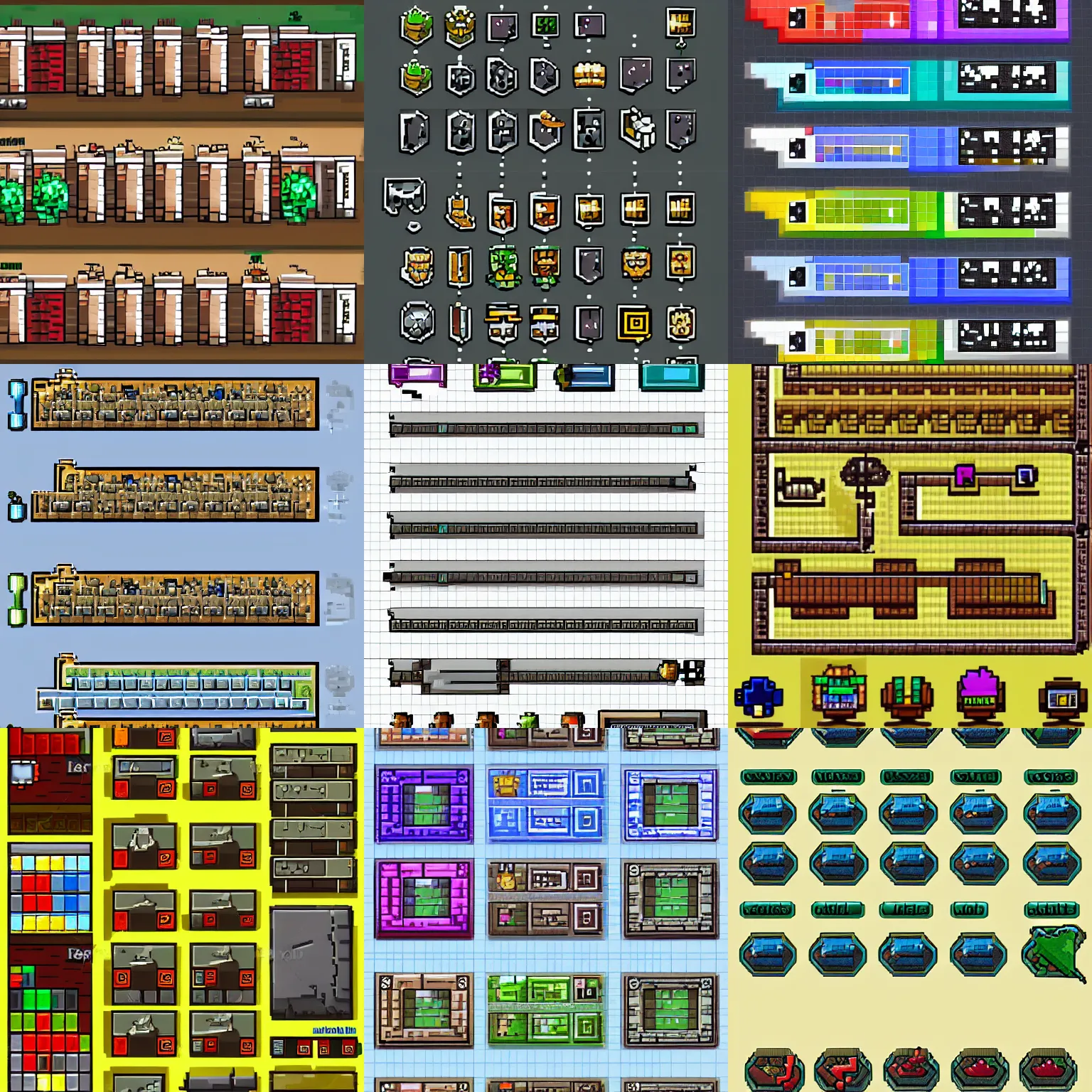 Prompt: pixel art RPG game UI spritesheet