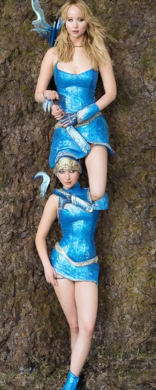 Image similar to Jennifer Lawrence as Crystal Maiden, full body shot